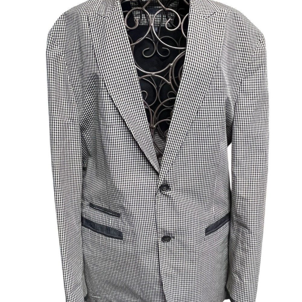 John Varvatos Black and White Houndstooth Blazer